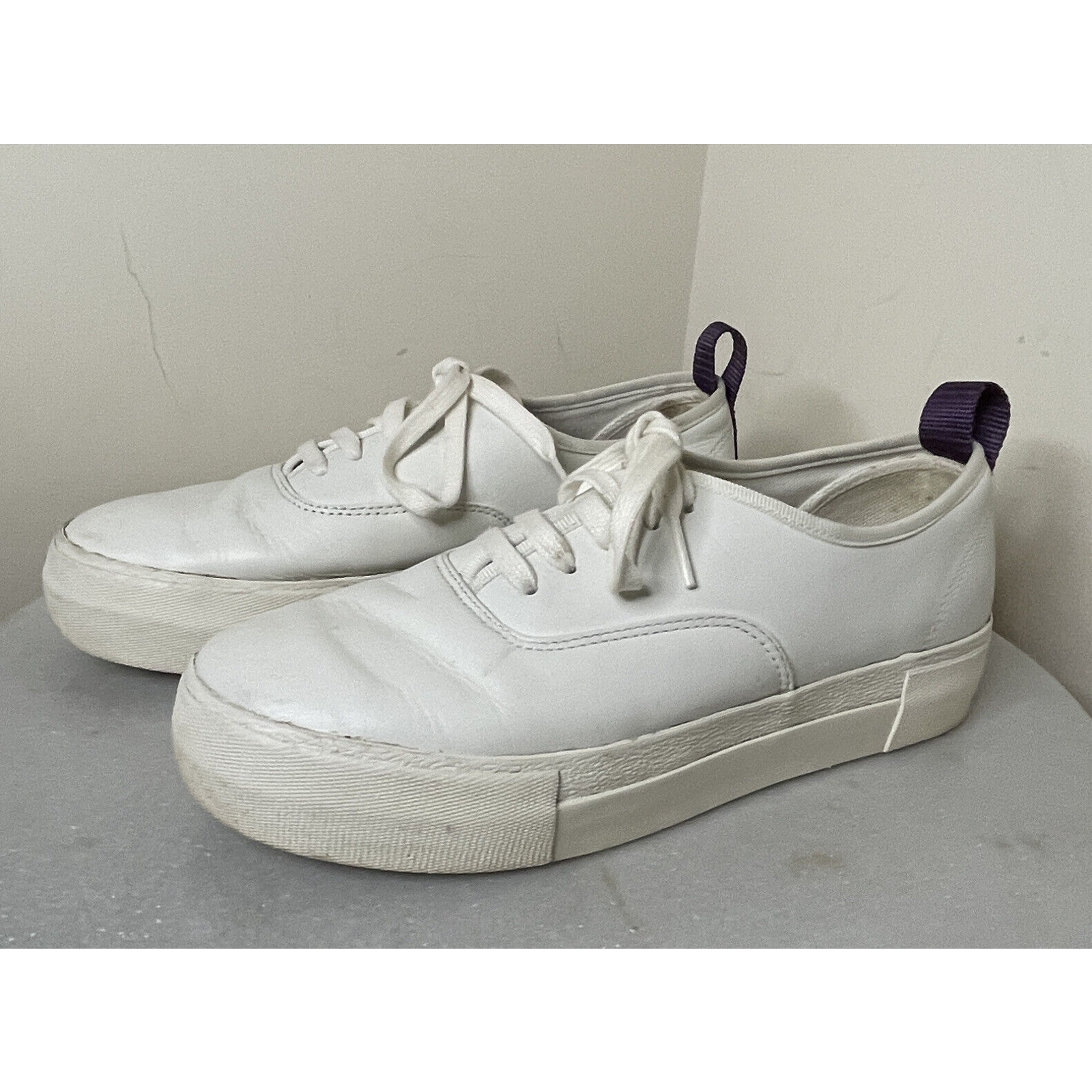 Eytys Mother White Leather Platform Sneakers Shoes Women’s Sz 9 / Men Sz 7.5